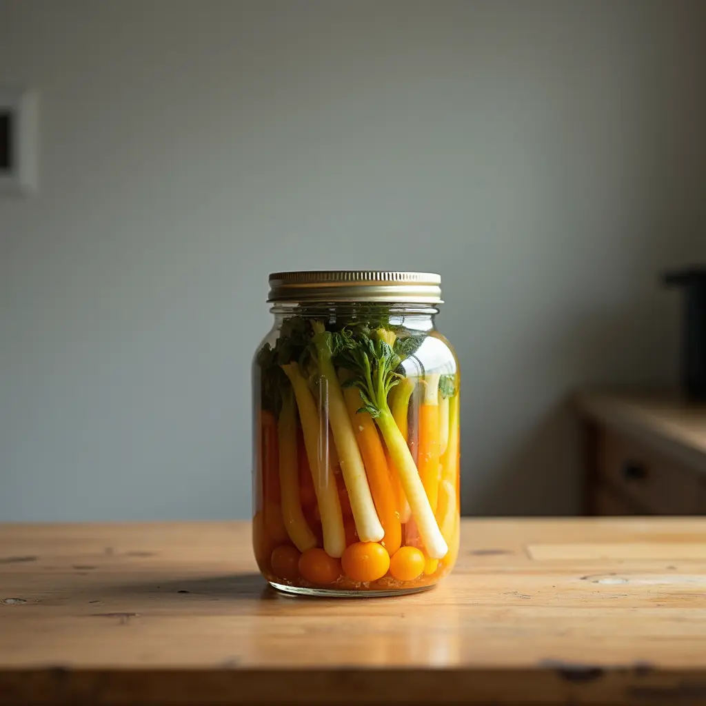Fermentiertes Gemüse im Glas Fermentiertes Gemüse im Glas